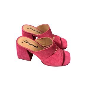 Free People Pink Block Heel Mules